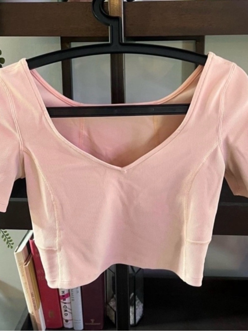 Lululemon Ribbed Contoured V-Neck Yoga Short Sleeve Malibu Peach